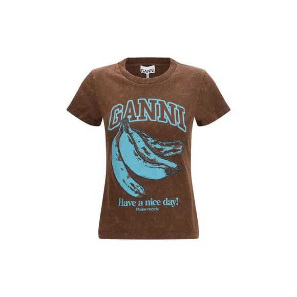 Ganni Tops - Ganni Brown Cotton Women's T-Shirt